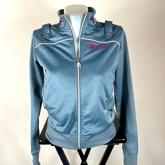 tokidoki Jackets & Blazers - Tokidoki zip up moto style gray track jacket size medium